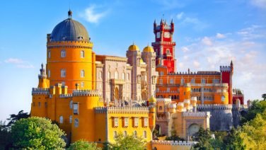 Palace of Pena in Sintra. Lisbon, Portugal. Famous landmark.