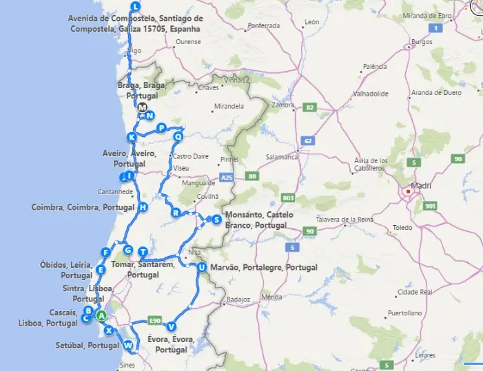 mapa 14 dias portugal