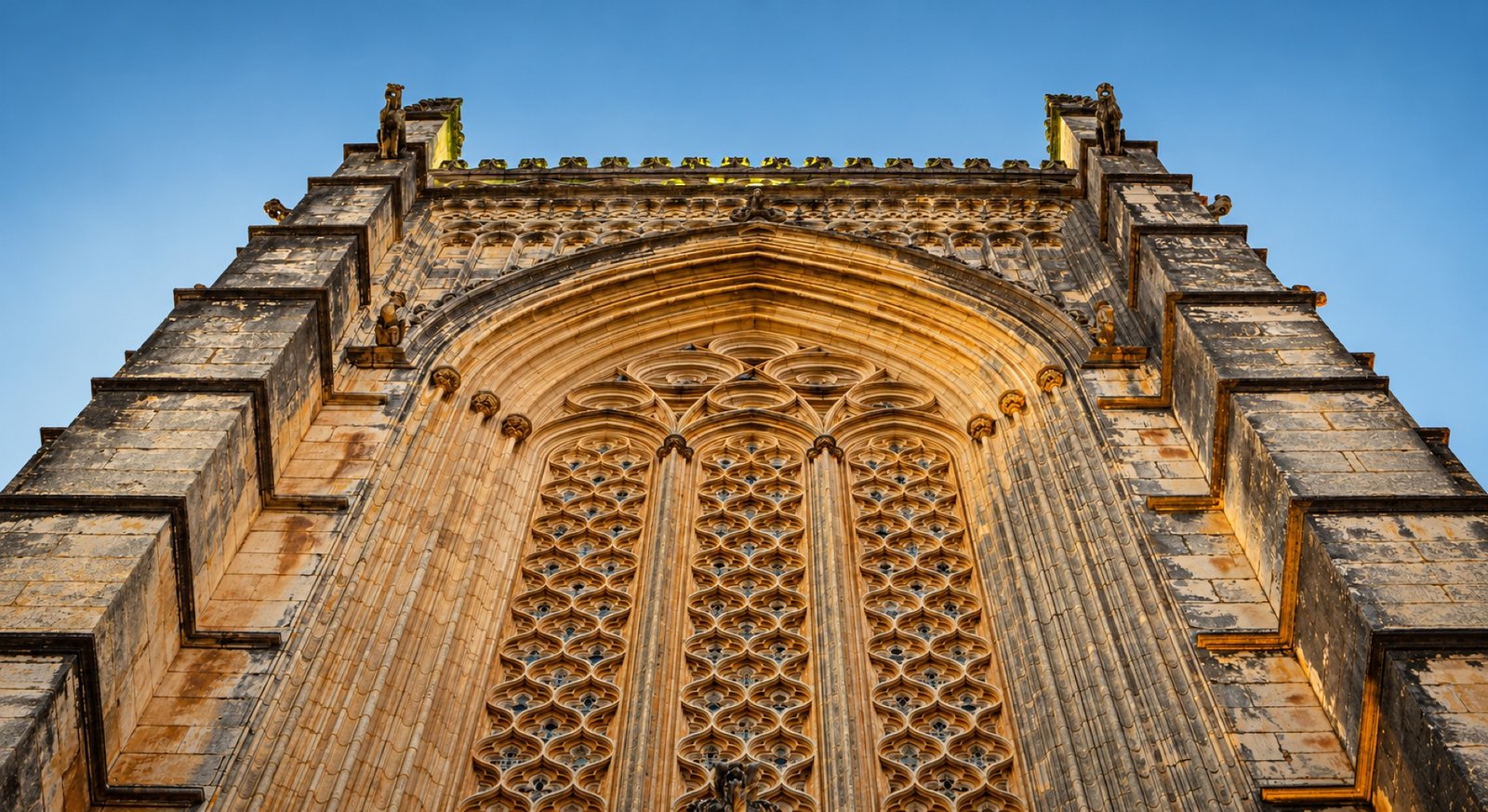Intricate Gothic stonework at Batalha Monastery