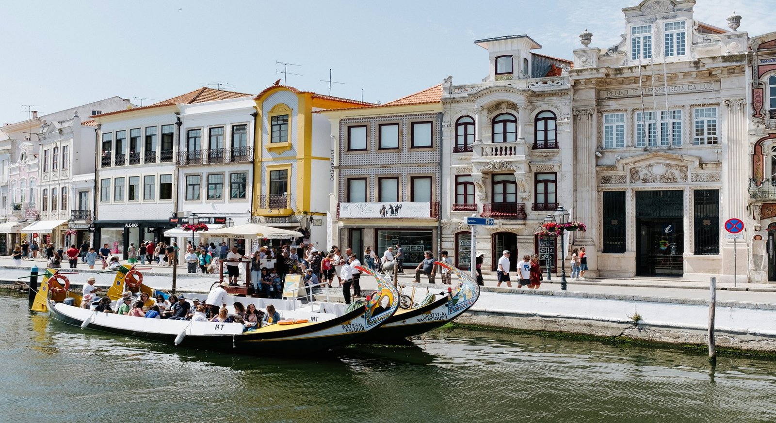 Iconic striped wooden beach houses of Costa Nova near Aveiro