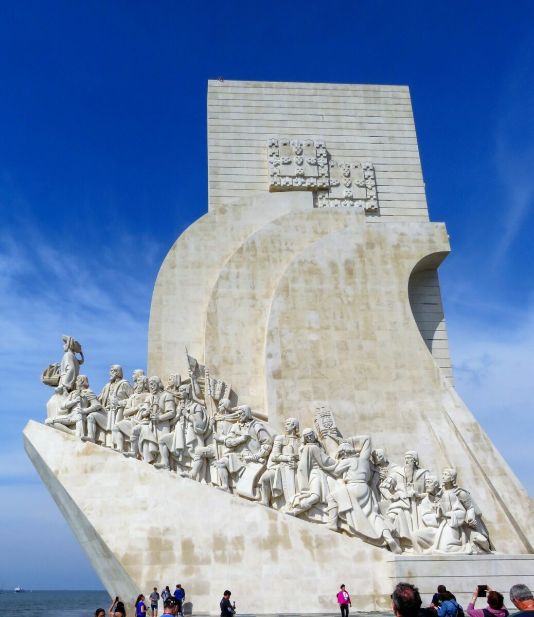 The sculpted prow and figures of the Padrão dos Descobrimentos in Belém.