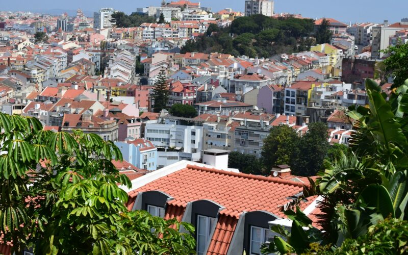 Lisbon rooftops seen from Miradouro da Senhora do Monte.