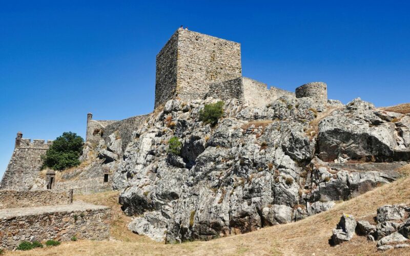 Marvão Castle keep and defensive walls rising above a granite outcrop