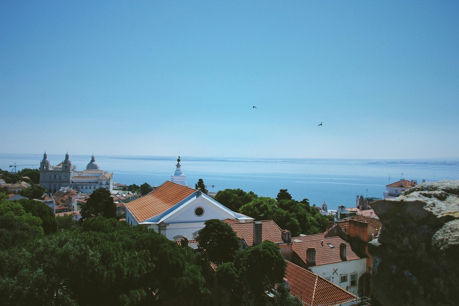 Lisbon rooftops and the Tagus seen from São Jorge Castle