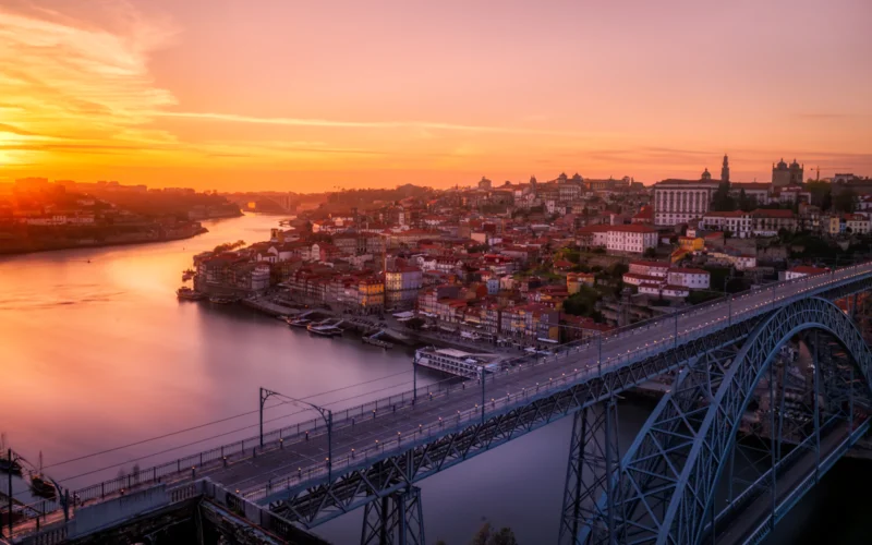 Porto skyline and Douro river in Portugal